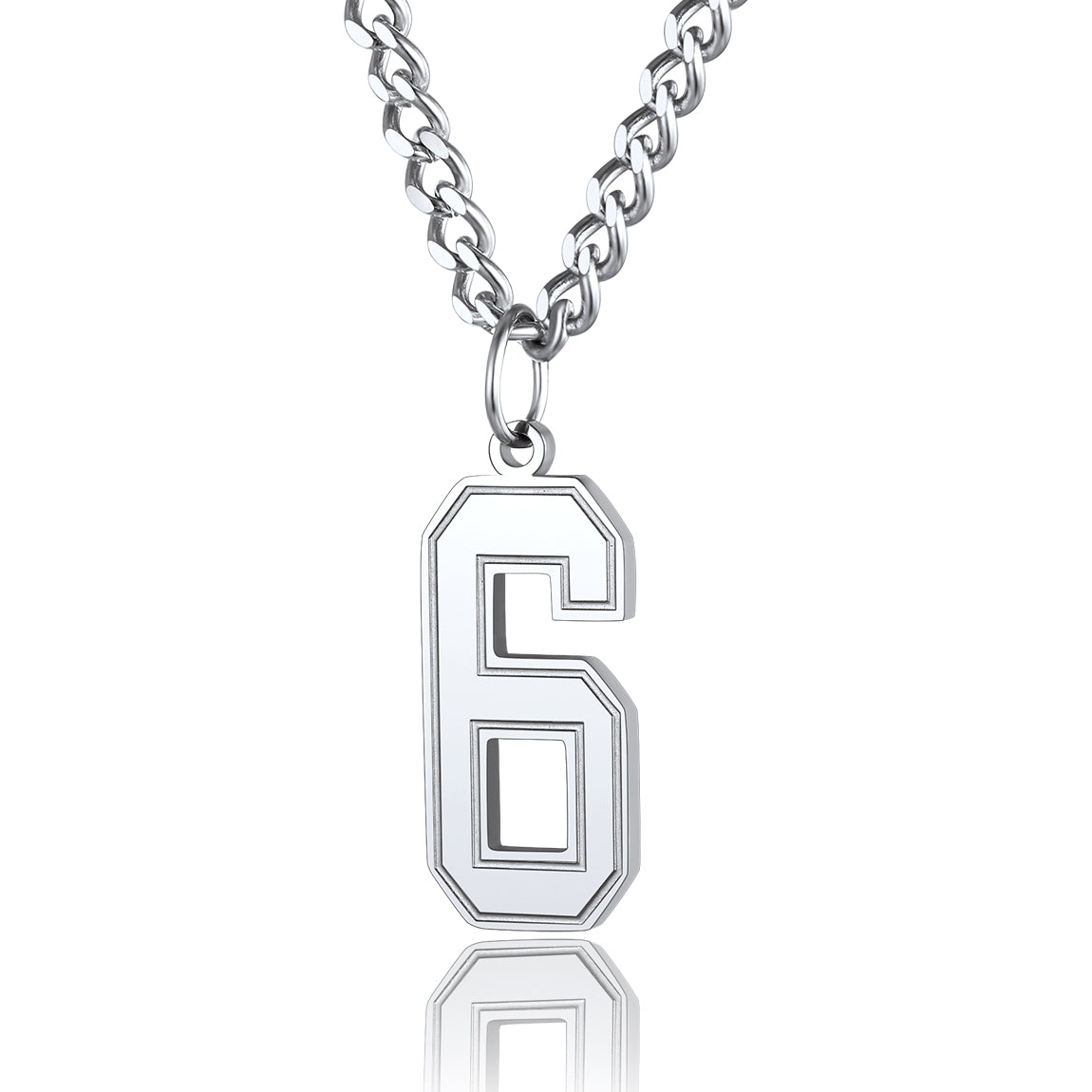 Sport Jersey Number 6 Necklace for Men Stainless Steel