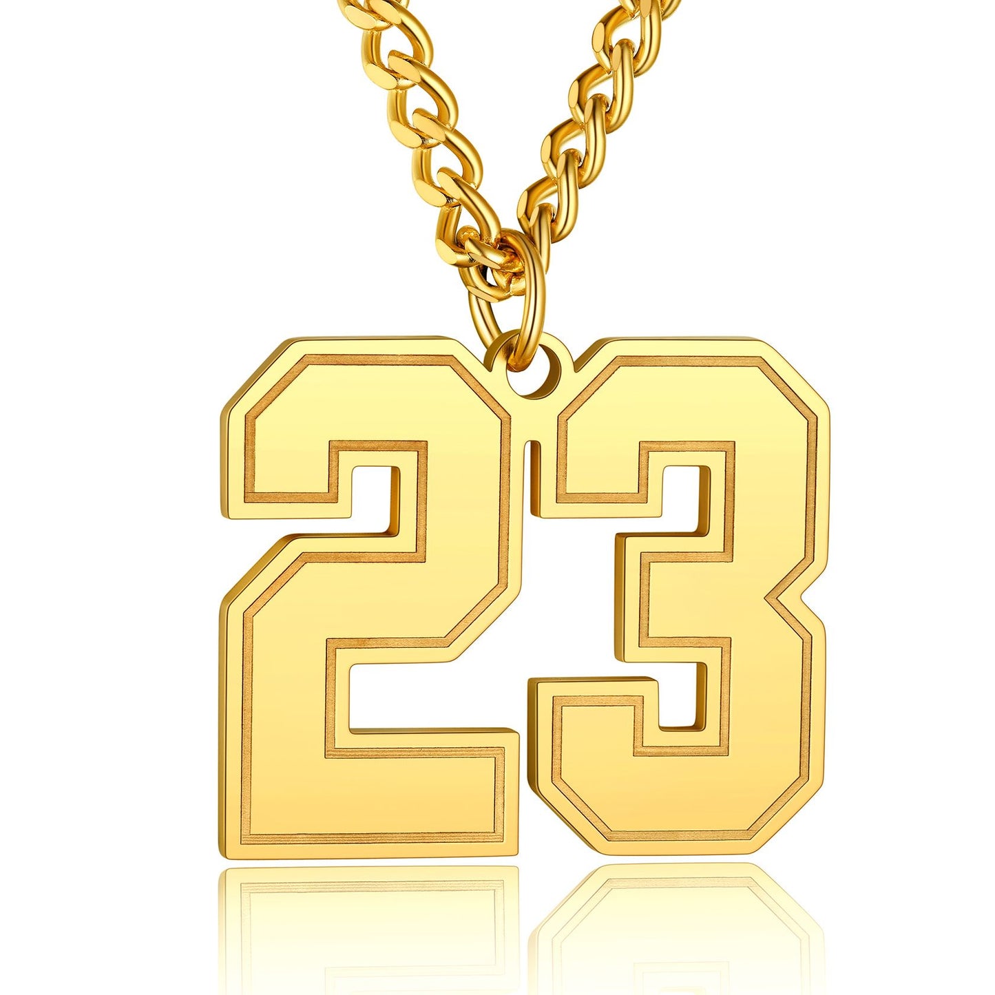 Sports Jersey Number Necklace Stainless Steel 2 Numbers Gold Plated