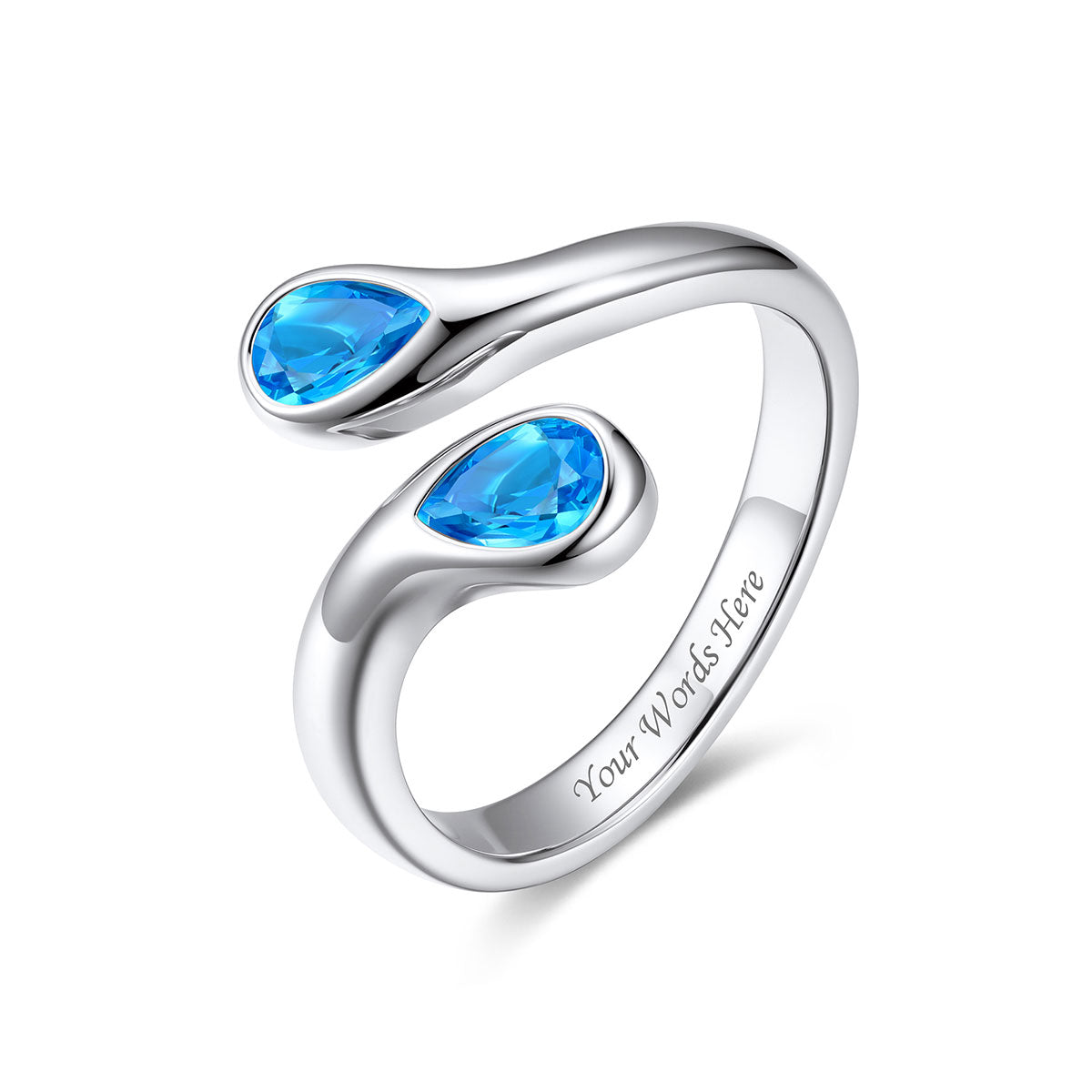 Teardrop December Birthstone Adjustable Ring on a white background