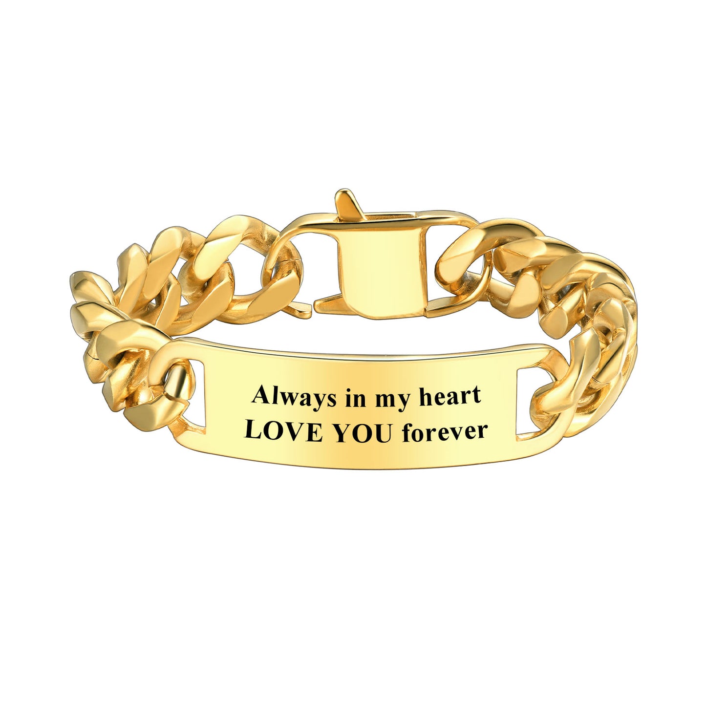 Personalized Engraved ID Bar Chain Bracelet 10MM