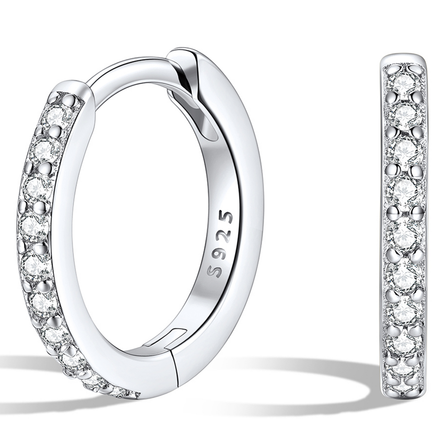 925 Sterling Silver Cubic Zirconia Huggie Earrings for Women