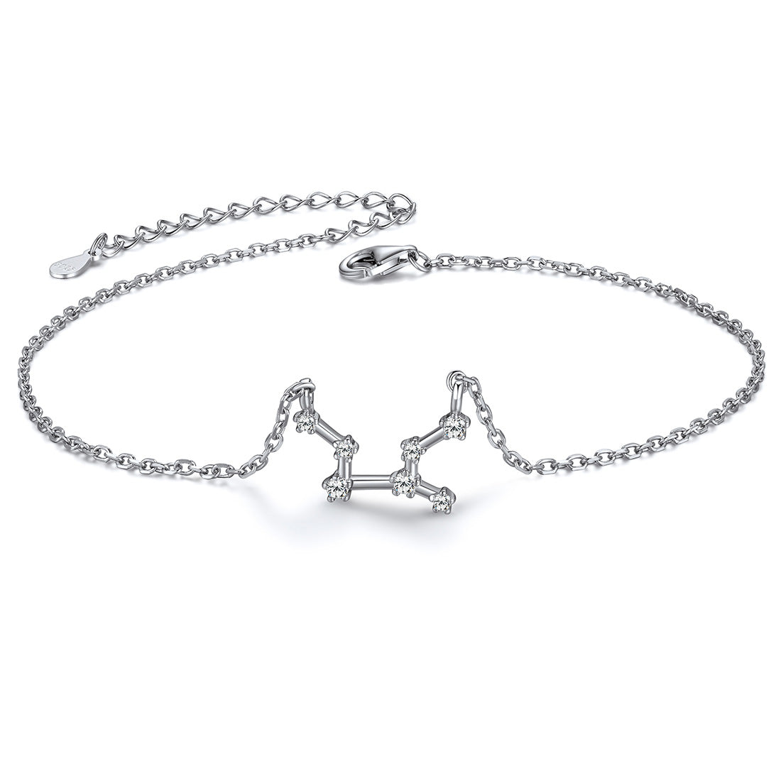 925 Sterling Silver 12 Constellation Zodiac Anklet for Women