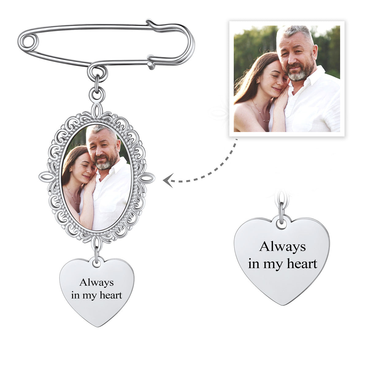 Wedding Bouquet Picture Charms Brooch Pins