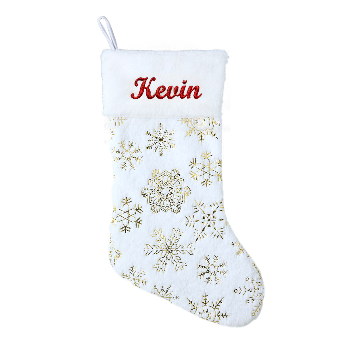 White Gold Snowflake Christmas Stockings