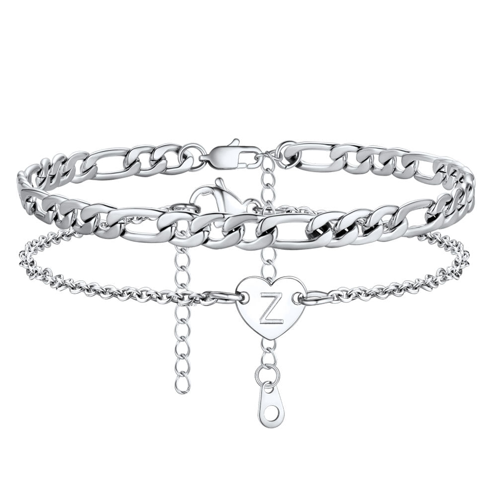 Z Initial Heart Charm Anklet