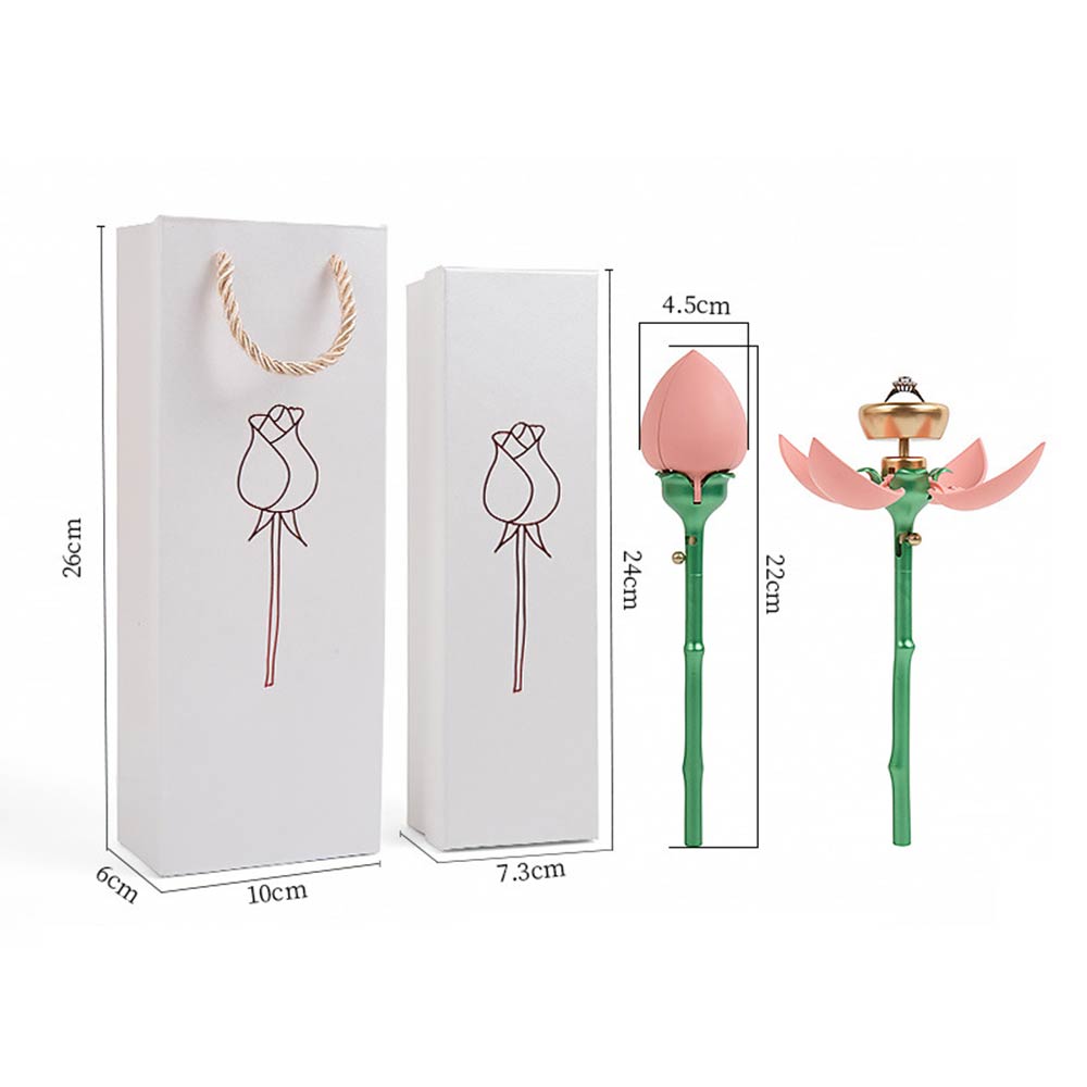 Pink Rose Ring Box Jewelry Ring Case detail, dimension