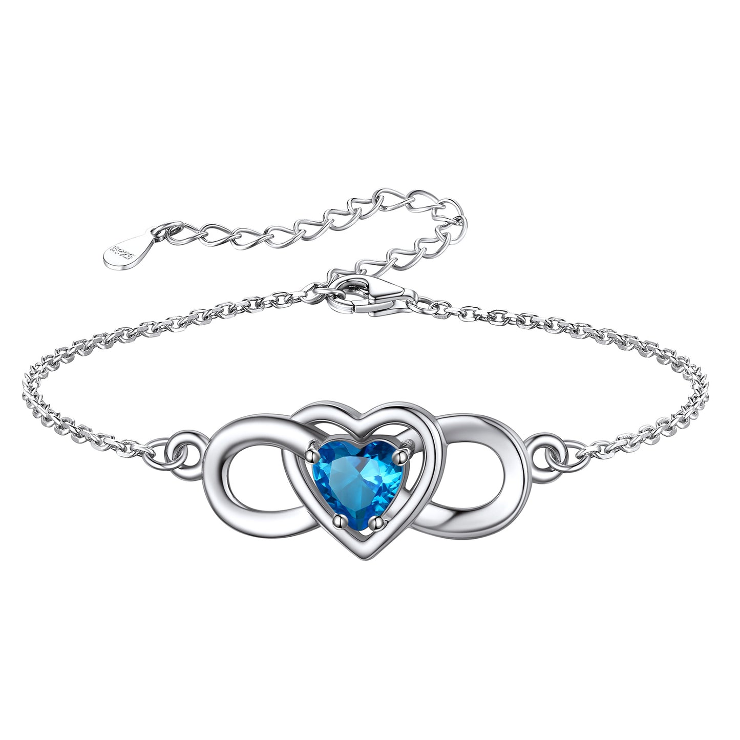 ⚡Flash Sale 925 Sterling Silver Infinity Love Heart Birthstone Chain Bracelet