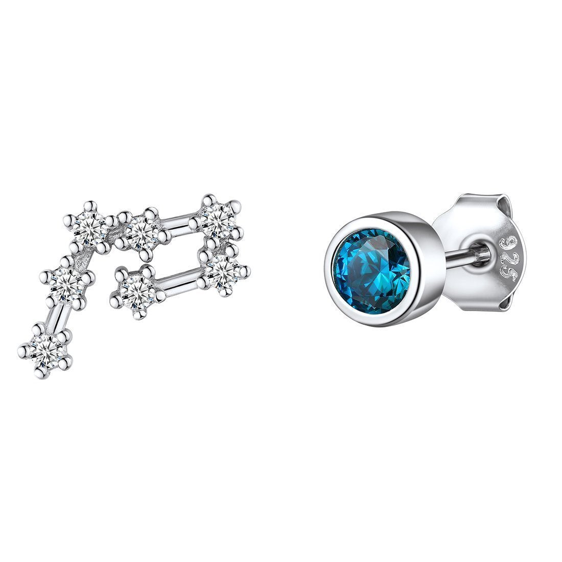925 Sterling Silver Leo Zodiac Birthstone Asymmetrical Stud Earrings for Women BIRTHSTONES JEWELRY
