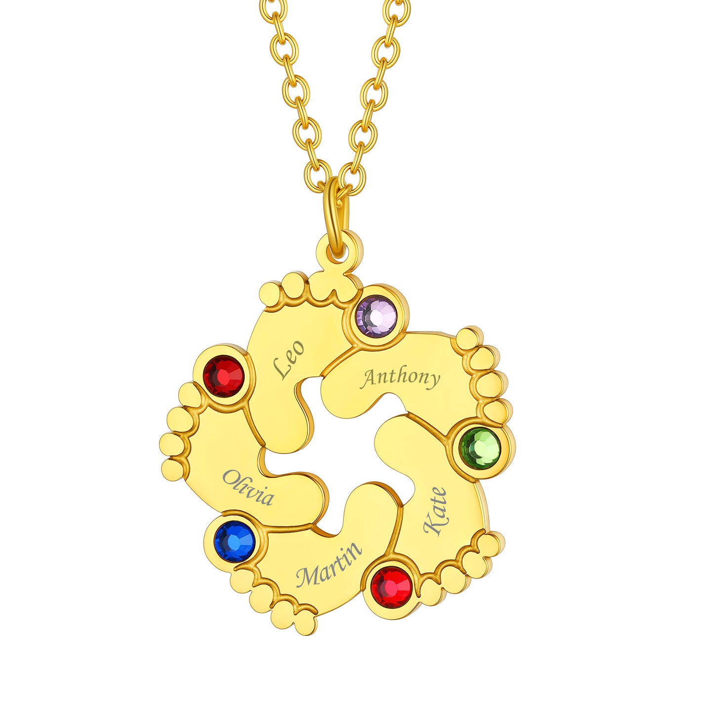 Personalized Baby Footprint Mother Birthstone Necklace