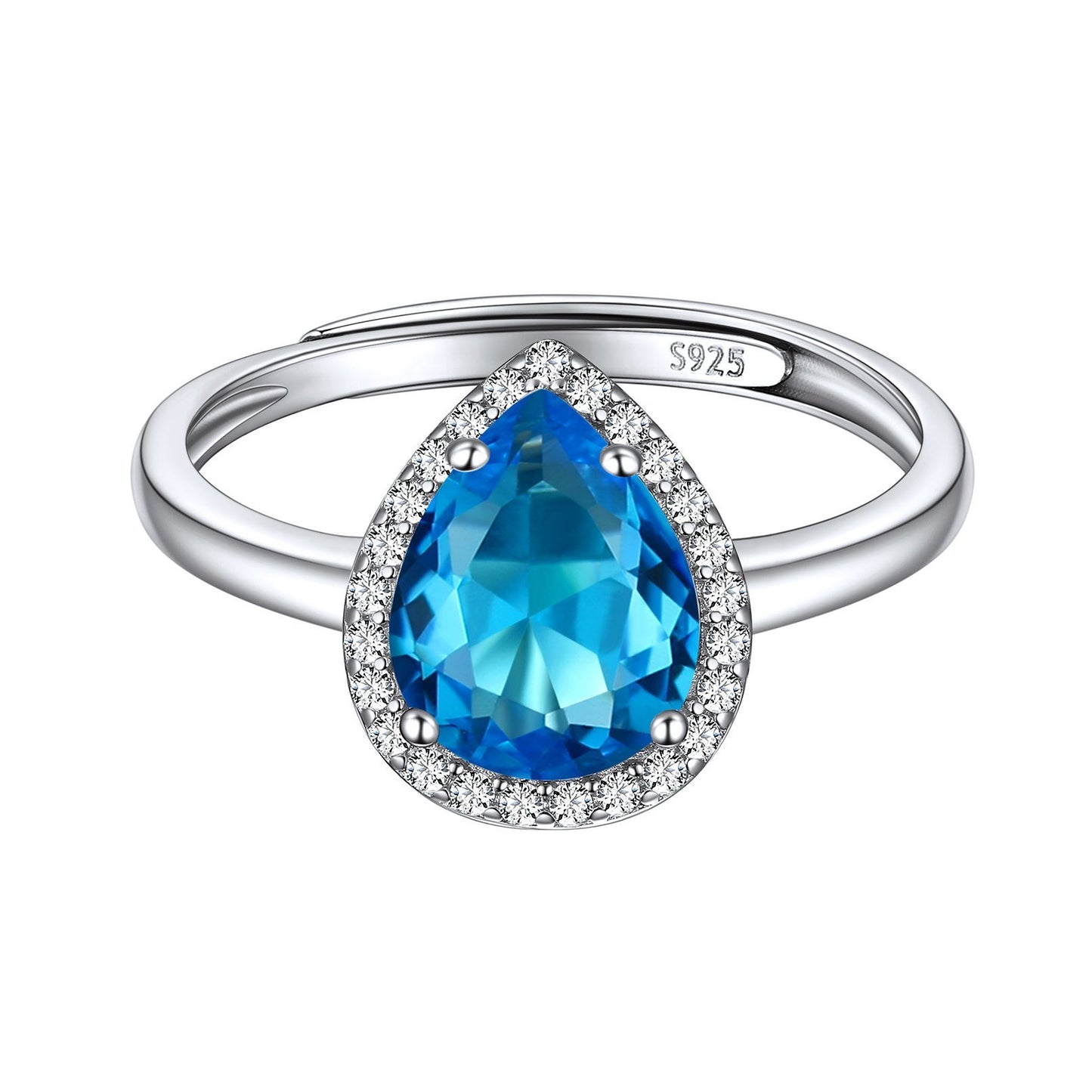 Amethyst February Birthstone Halo Promise Ring Teardrop Sterling Silver BIRTHSTONES JEWELRY