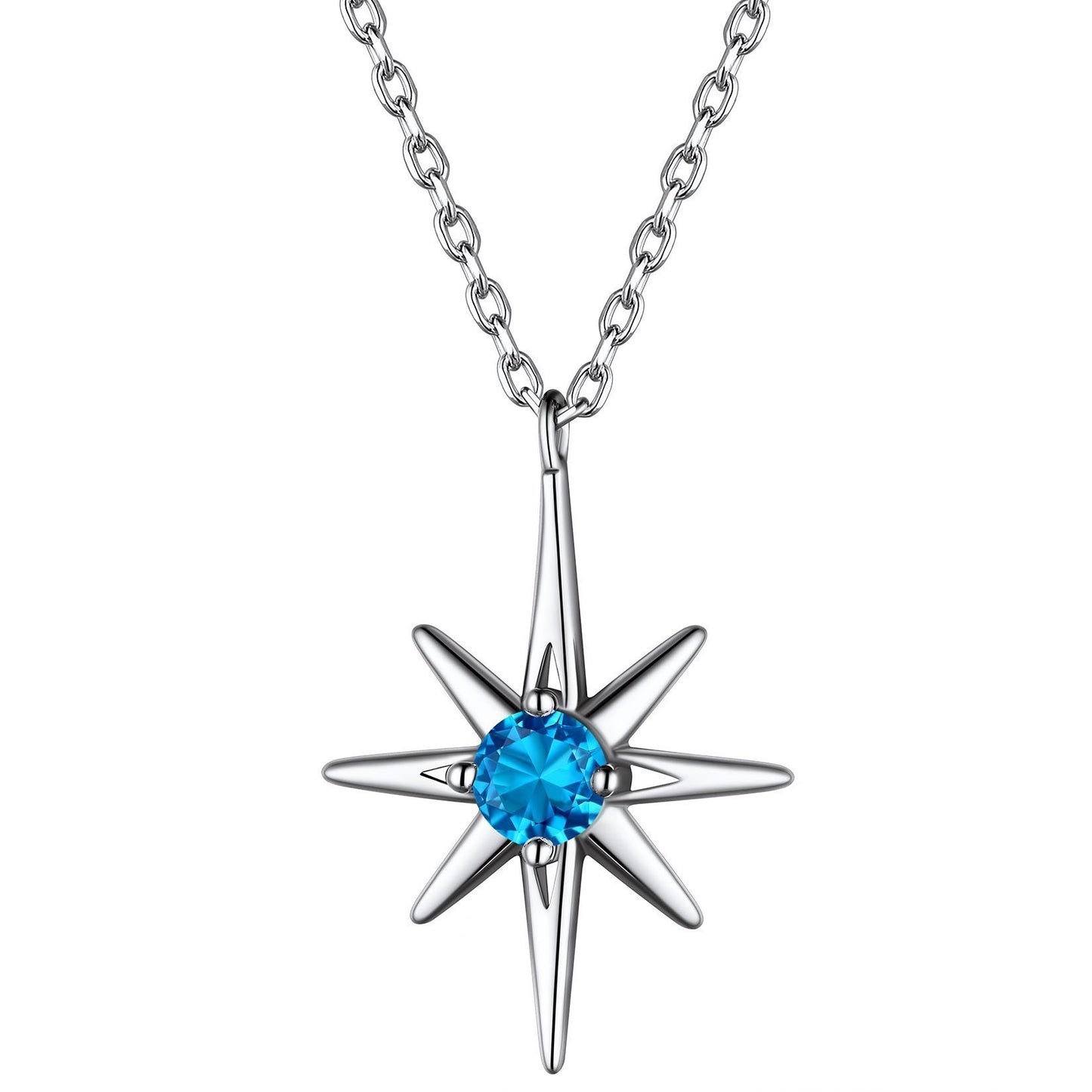 Custom Sterling Silver North Star July Birthsone Necklace for Women/Girls BIRTHSTONES JEWELRY