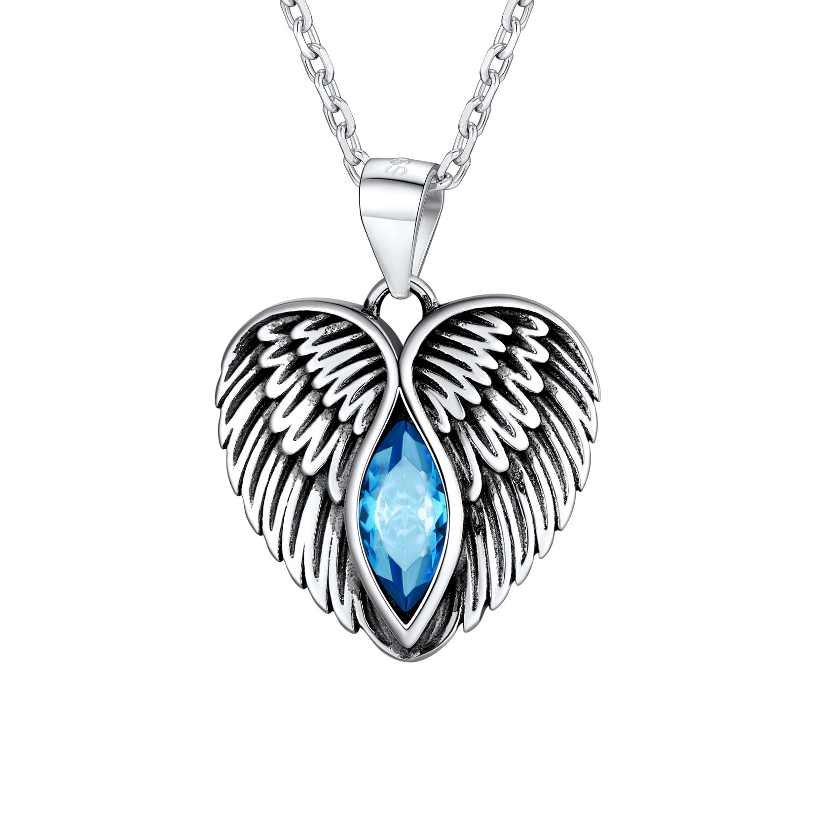 Guardian Angel Wing Heart Necklace With Birthstone – BIRTHSTONES JEWELRY INC