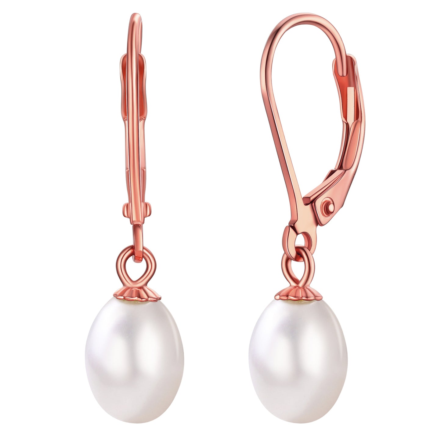 Sterling Silver Leverback Pearl Dangle Earrings
