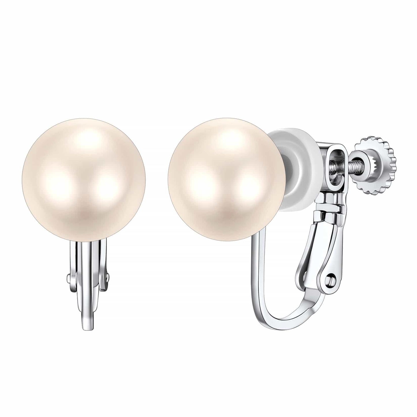 Sterling Silver Clip On Pearl Earrings For Women