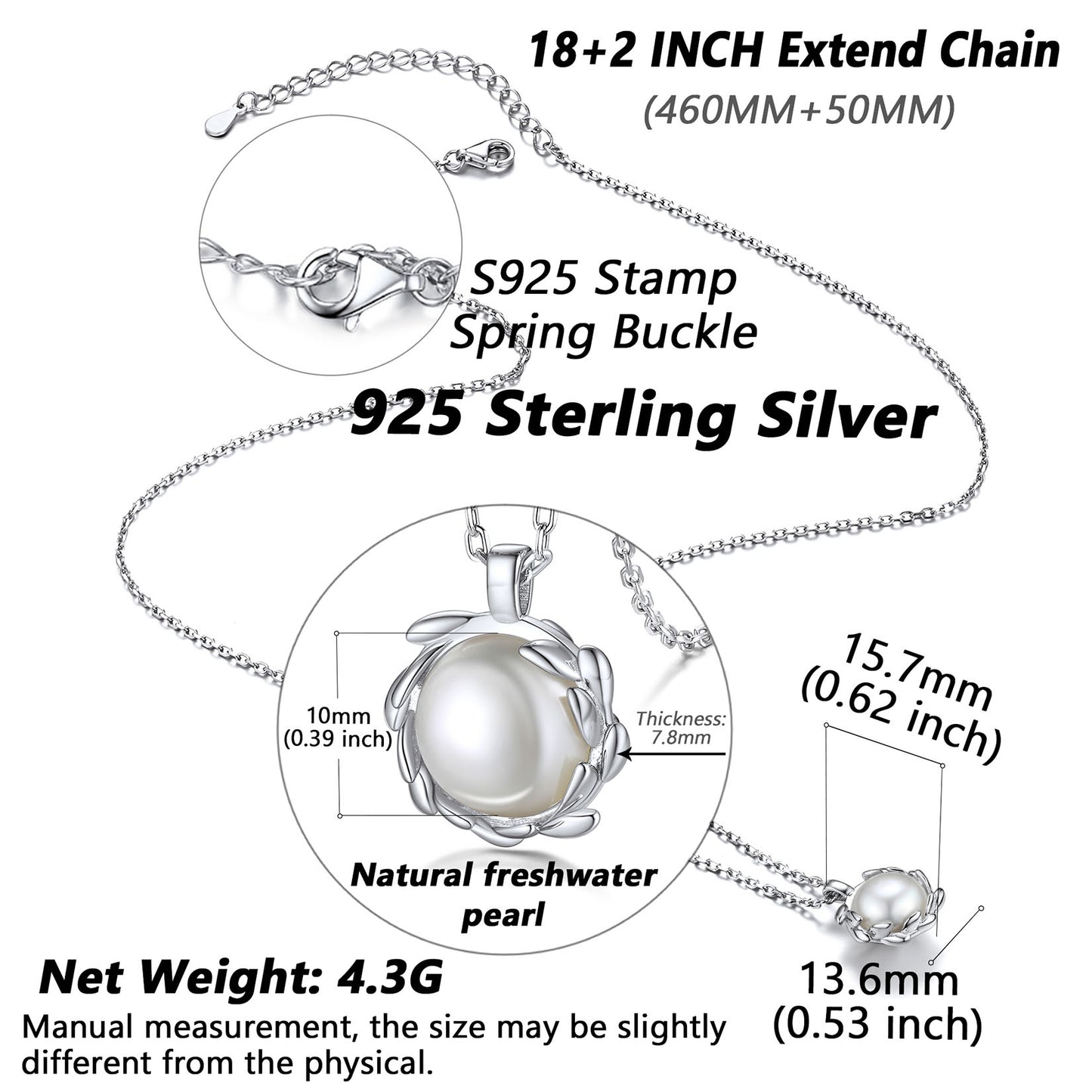 ⚡Flash Sale Sterling Silver Olive Leaf Pearl Pendant Necklace