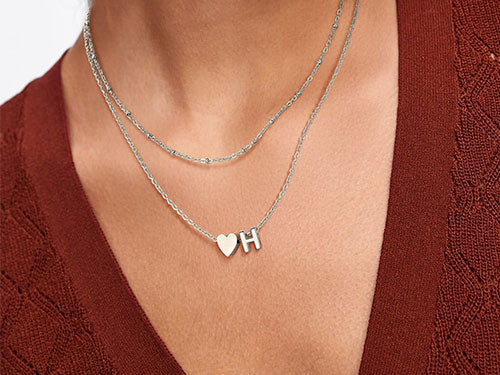 Initial Necklace with Heart