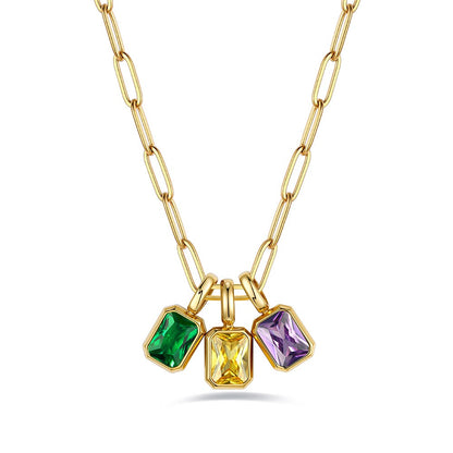 1-5 Birthstone Paperclip Chain Necklace