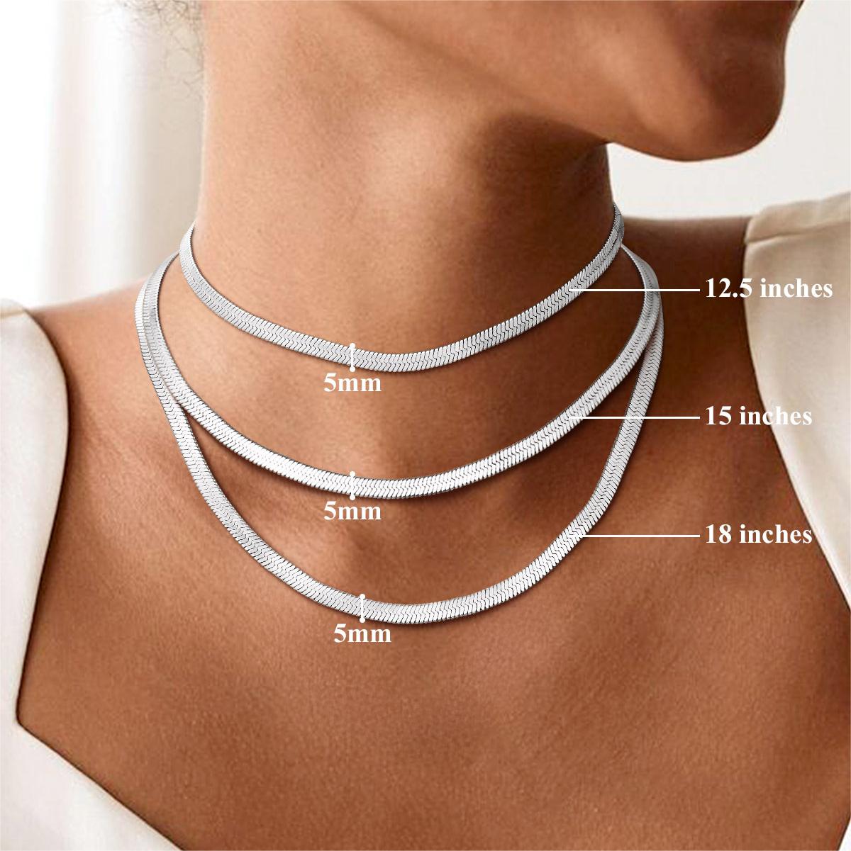 1-5 Names Herringbone Chains Necklace 5MM in different length