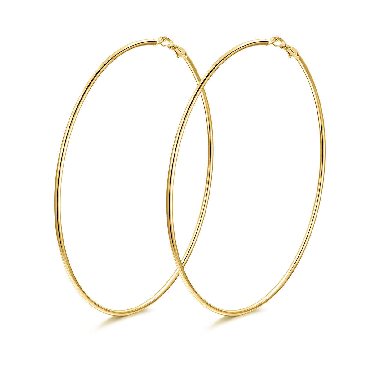 100mm Gold Classic Statement Hoop Earrings for Women on a white background