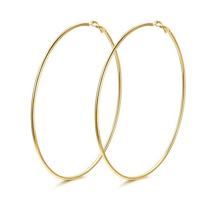 100mm Gold Classic Statement Hoop Earrings for Women on a white background