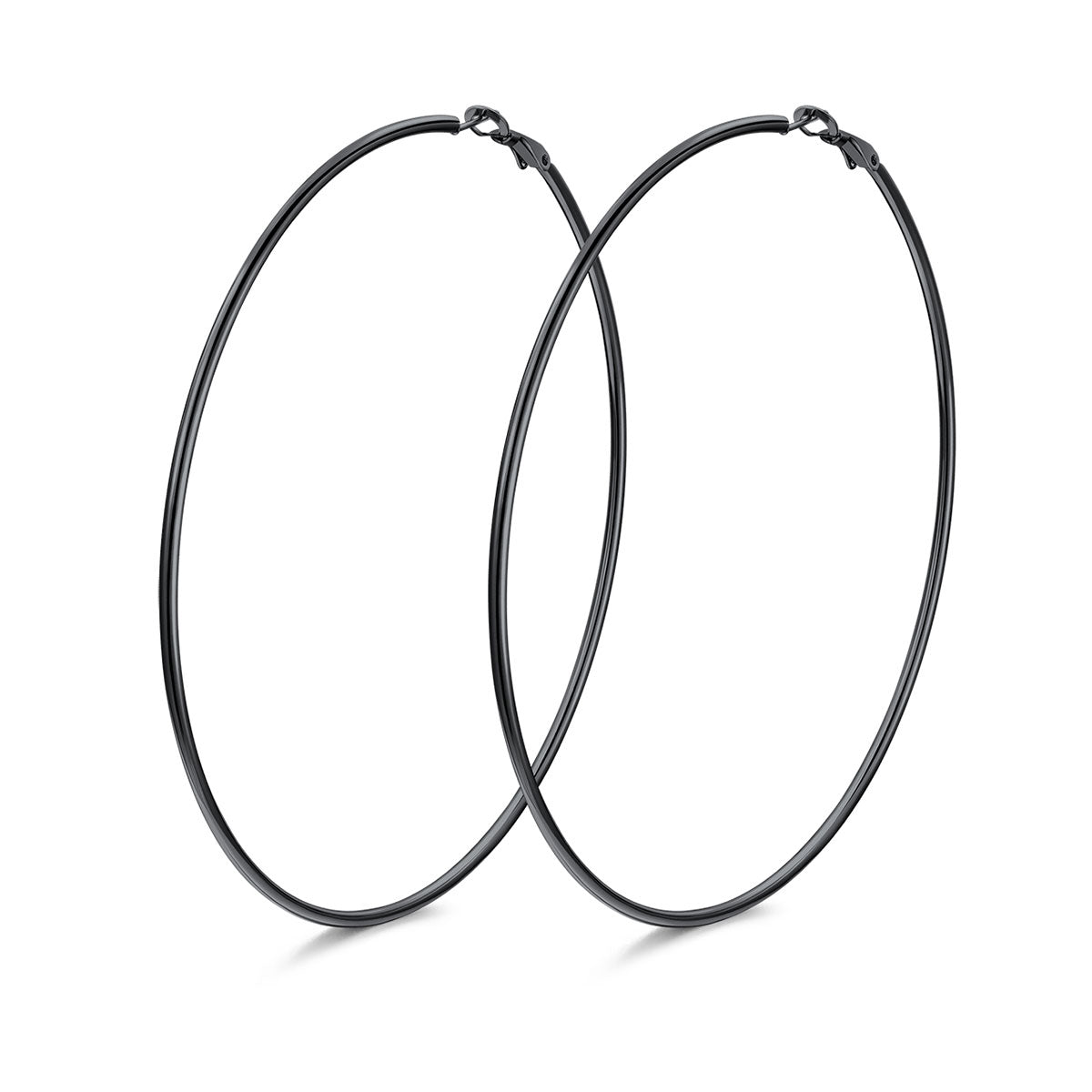 100mm black Classic Statement Hoop Earrings for Women on a white background