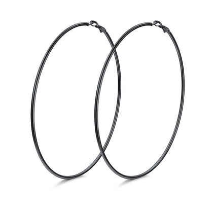 100mm black Classic Statement Hoop Earrings for Women on a white background