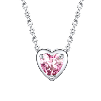 Heart October Birthstone Necklace on a white background