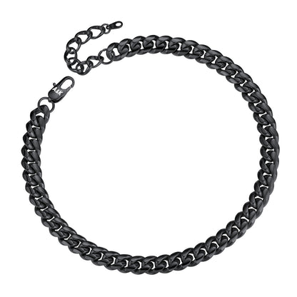 10mm Cuban Link Chain Necklace Black Plated
