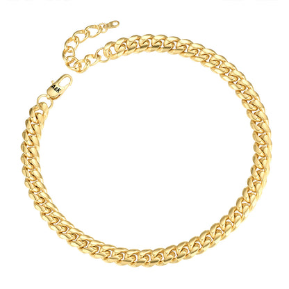 10mm Cuban Link Chain Necklace Gold Plated