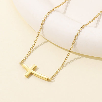 Concise Sideways Cross Necklace for Women