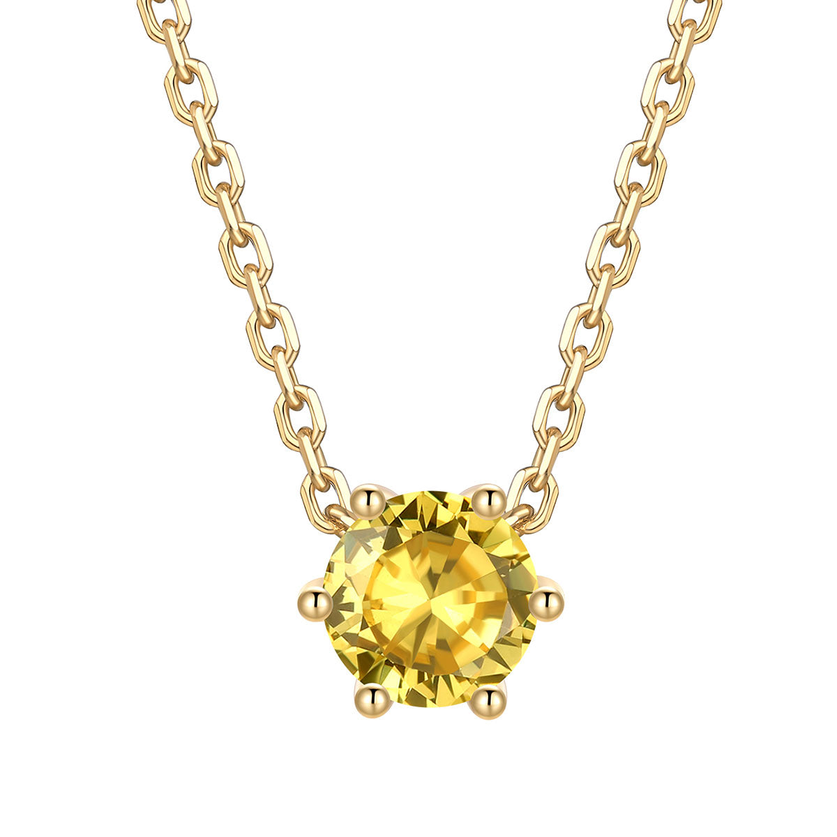 Round Cut November Birthstone Necklace on a white background