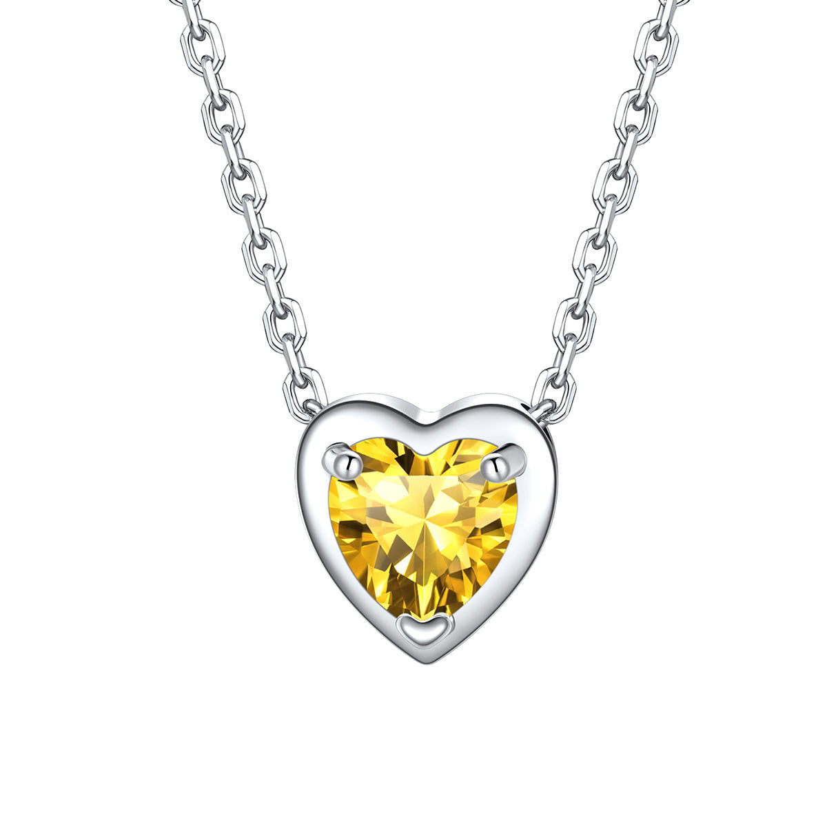 Heart November Birthstone Necklace on a white background
