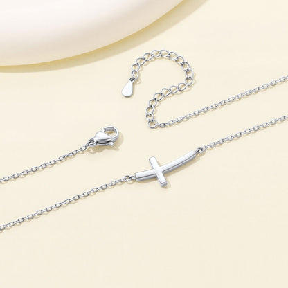 Concise Sideways Cross Necklace for Women