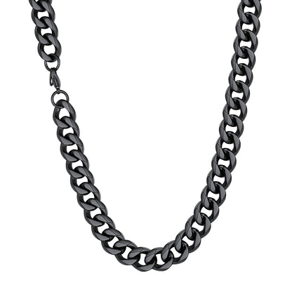 12mm Cuban Chain Necklace Black Plated