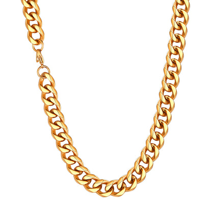 12mm Cuban Chain Necklace Gold Plated