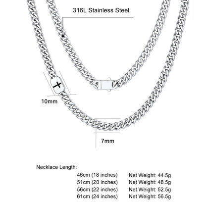Custom Cross Cuban Link Chain Necklace in Stainless Steel 7/9MM