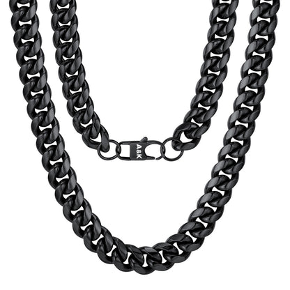 14mm Custom Cuban Link Chain Necklace Black Plated