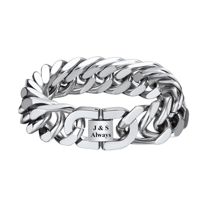 17mm Cuban Link Chain Bracelet in Stainless Steel