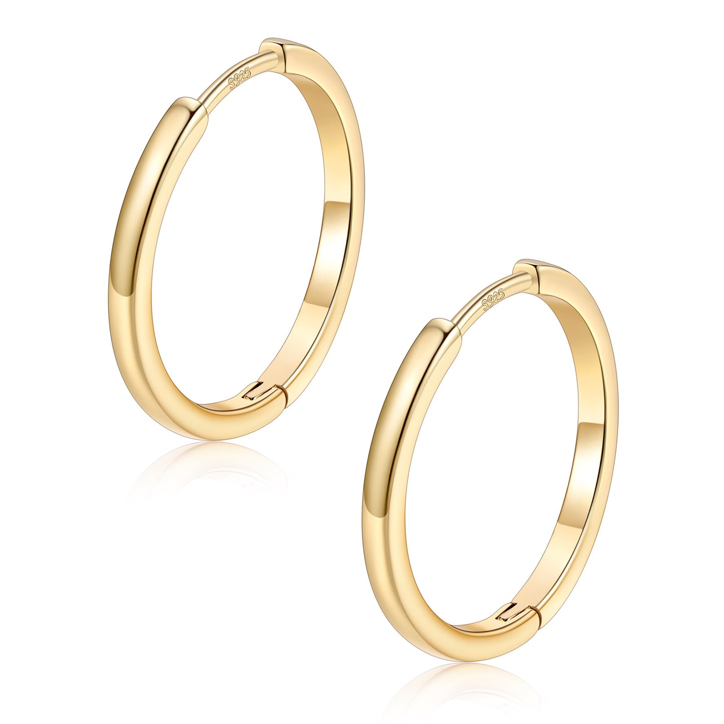 18mm Gold hoop earrings on a white background 