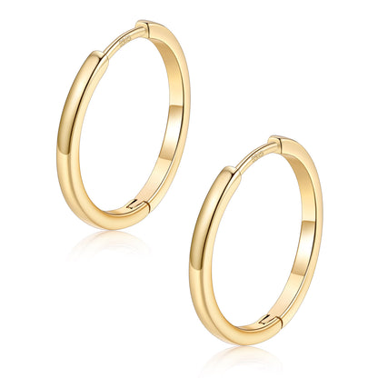 18mm Gold hoop earrings on a white background 