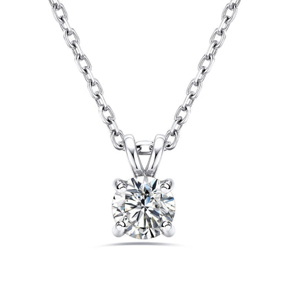 1CT Solitaire April Birthstone Necklace For Women on a white background