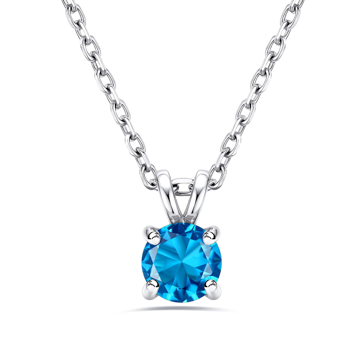 1CT Solitaire December Birthstone Necklace For Women on a white background
