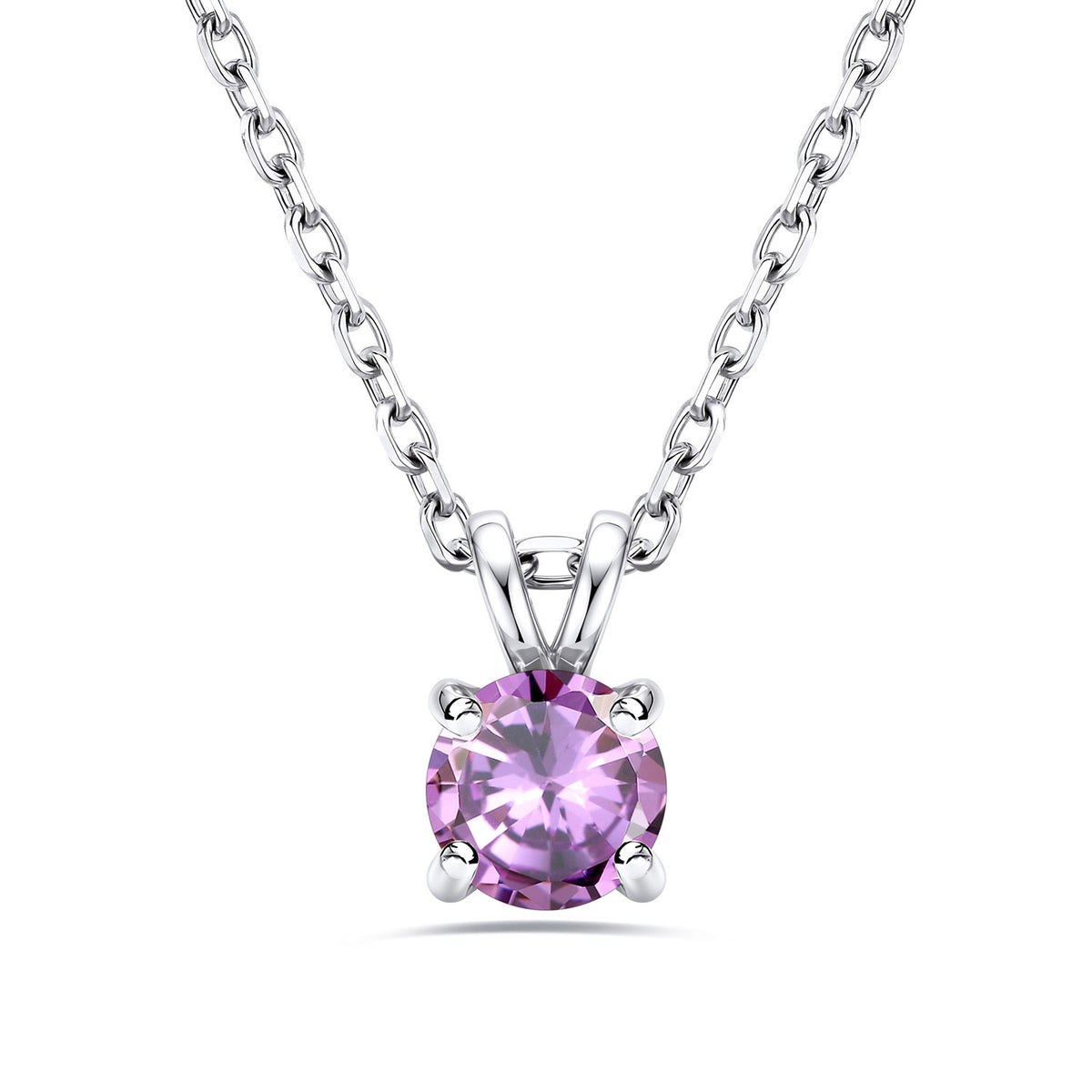 1CT Solitaire June Birthstone Necklace For Women on a white background