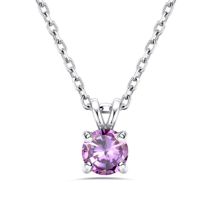 1CT Solitaire June Birthstone Necklace For Women on a white background