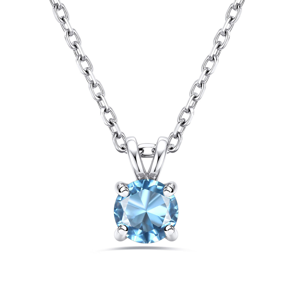 1CT Solitaire March Birthstone Necklace For Women on a white background