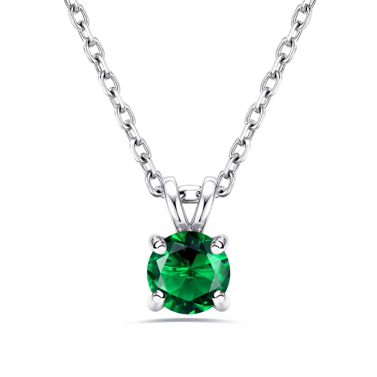 1CT Solitaire May Birthstone Necklace For Women on a white background