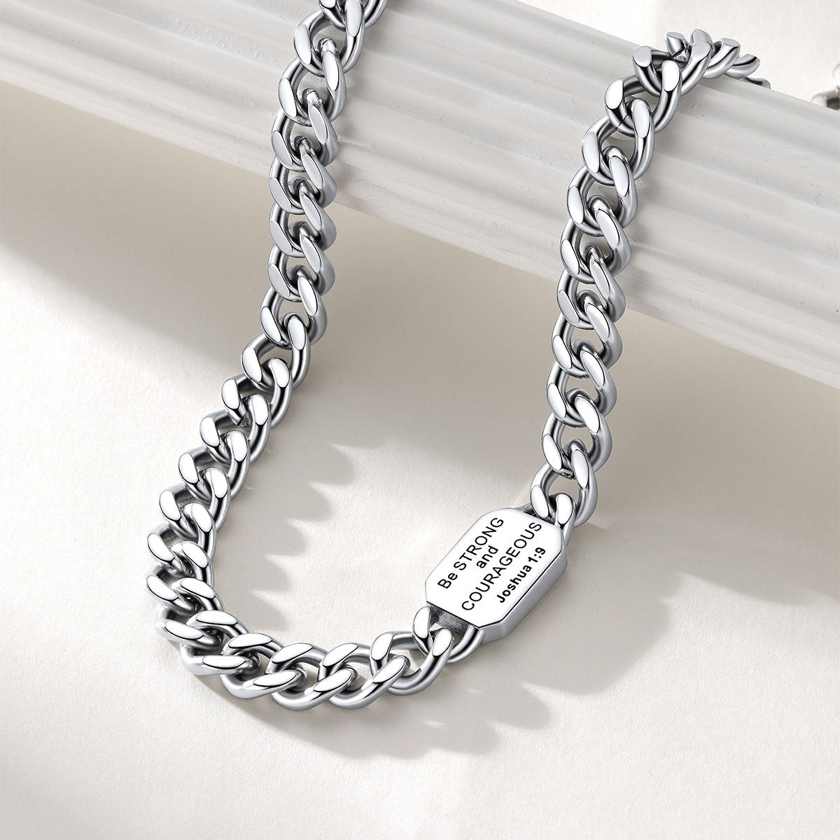 Custom Cross Cuban Link Chain Necklace in Stainless Steel 7/9MM