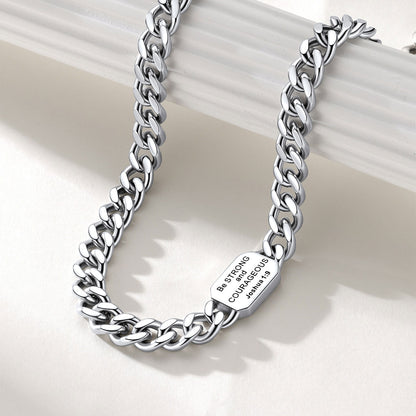 Custom Cross Cuban Link Chain Necklace in Stainless Steel 7/9MM