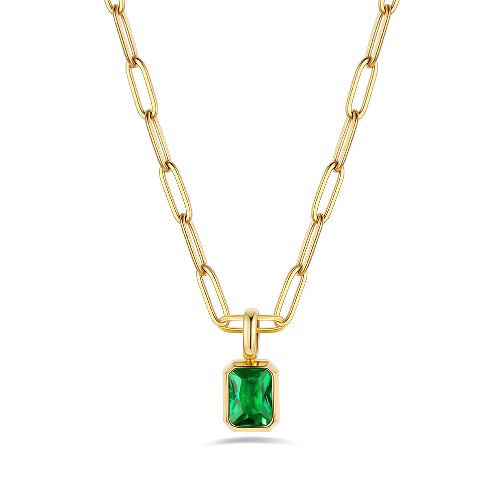 1 Birthstone Paperclip Chain Necklace