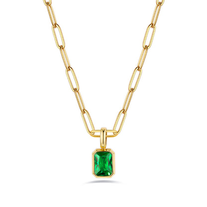 1 Birthstone Paperclip Chain Necklace